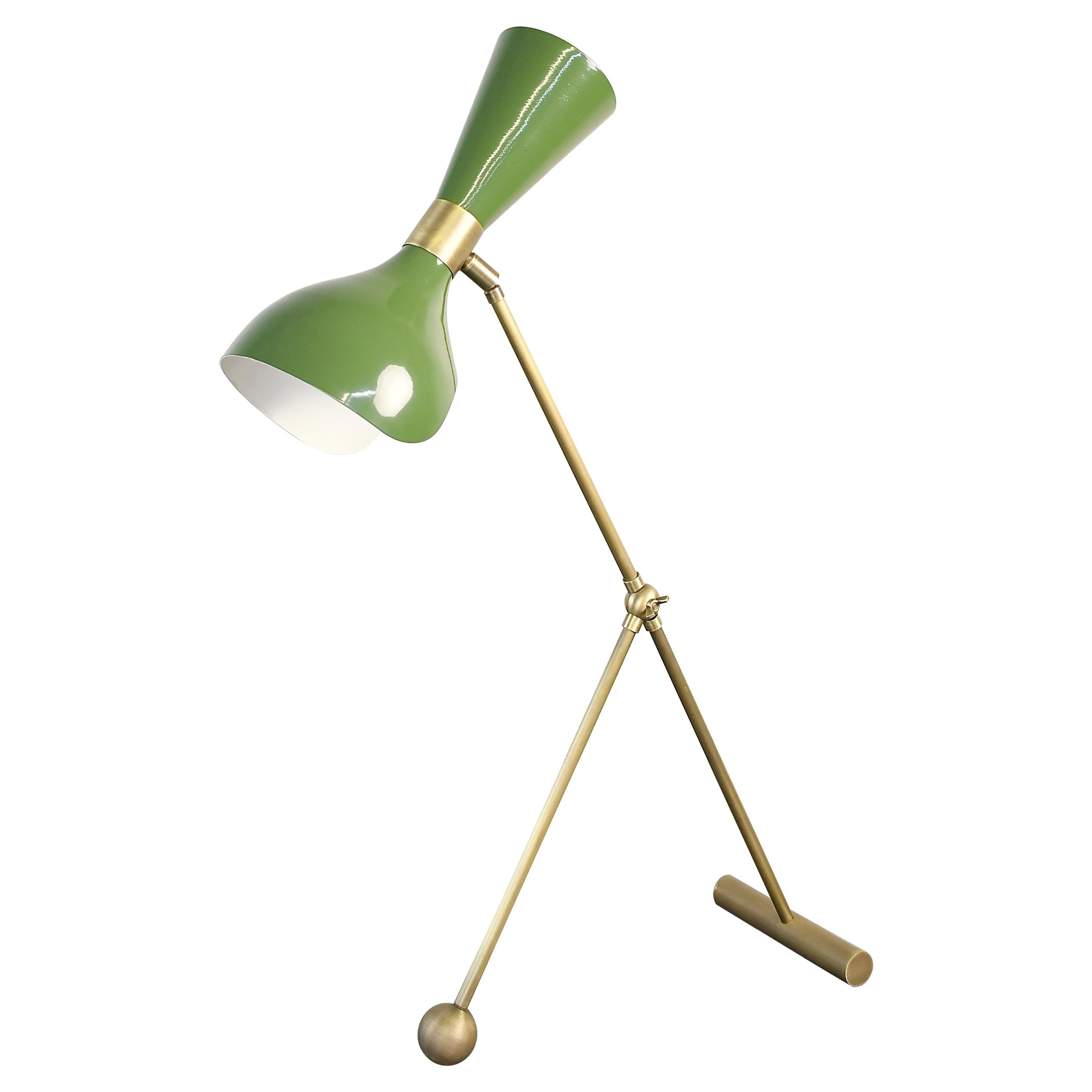 Torno Desk Lamp or Table Lamp in Olivine Enamel & Brass by Blueprint Lighting