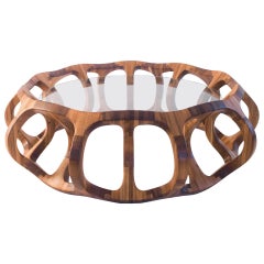 Wood Center Table hand crafted in Tzalam polished wood from Mexico City 