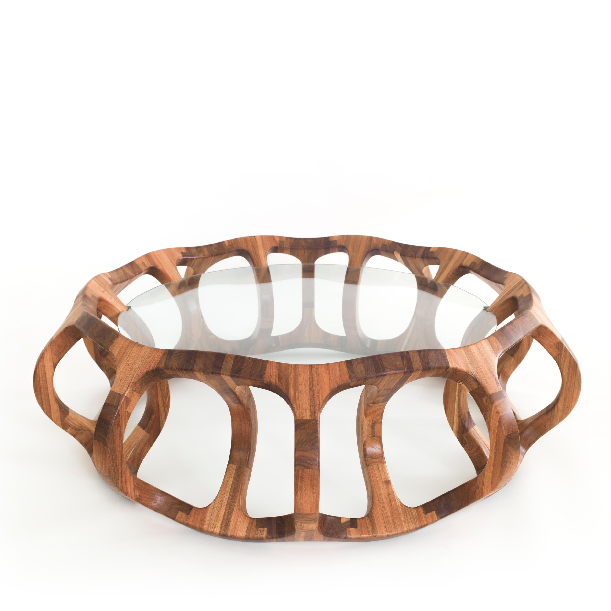 Other Toro G10, Geometric Sculptural Center Table Made of Solid Wood by Pedro Cerisola For Sale