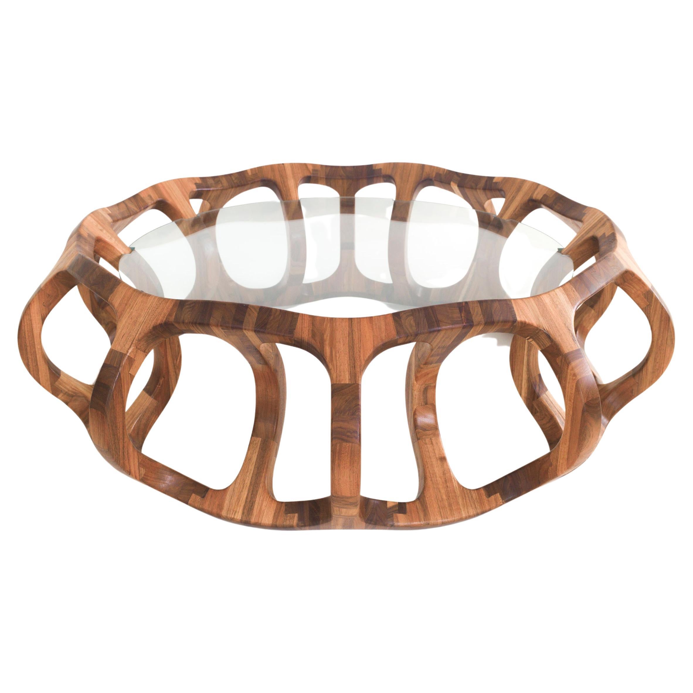 Toro G10, Sculptural Center Table Made of Solid Wood by Pedro Cerisola