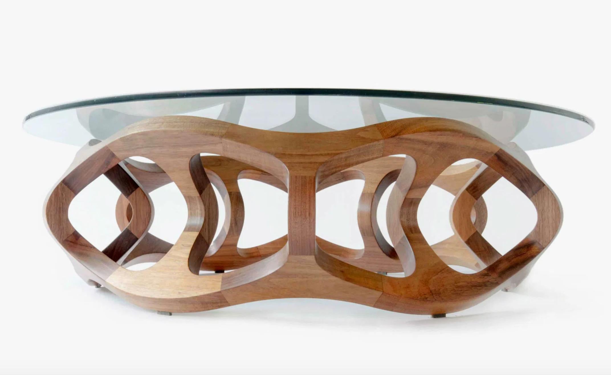 Contemporary Center Table in Tzalam Wood from Mexico In New Condition For Sale In Fairfield, CT