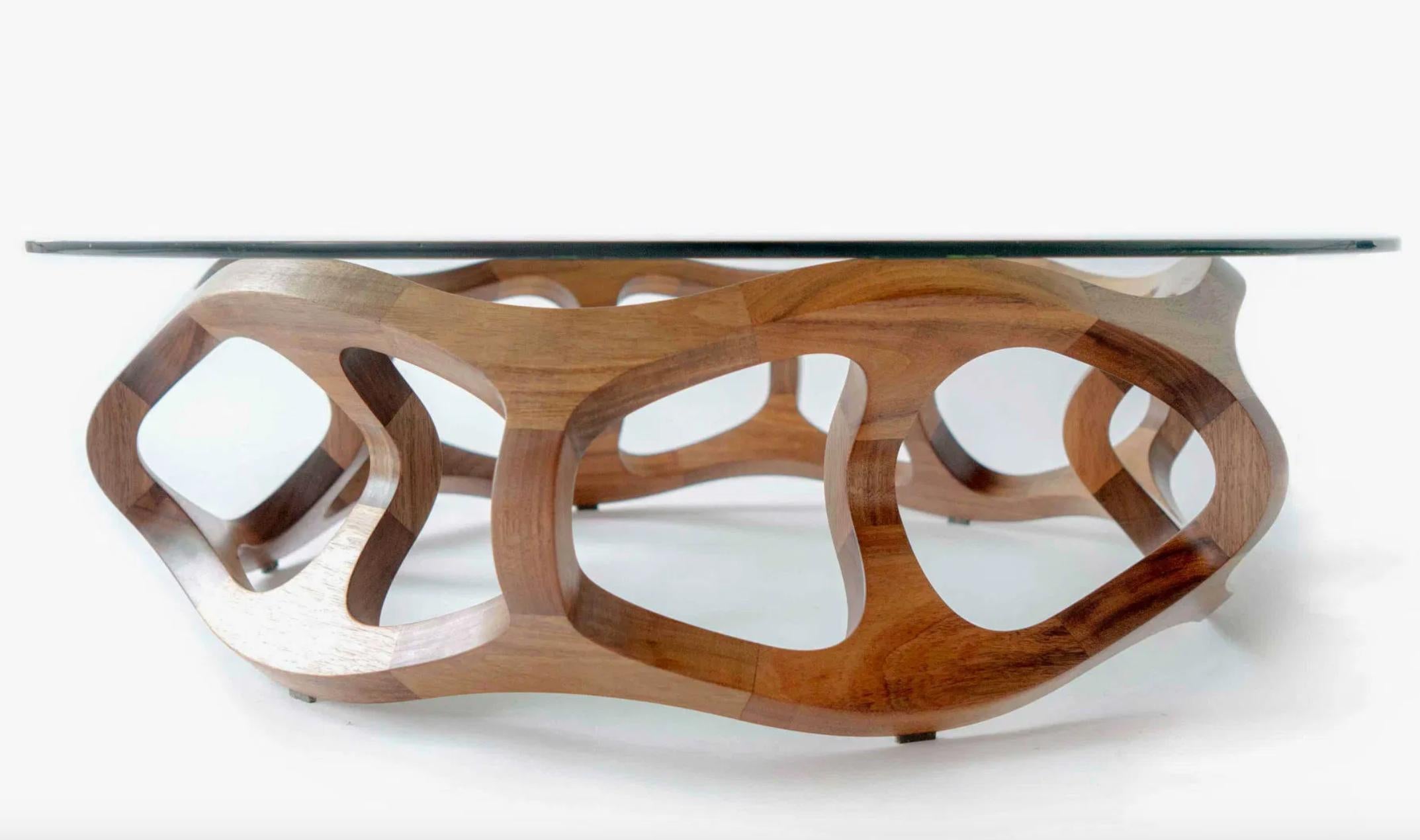 Contemporary Center Table in Tzalam Wood from Mexico For Sale 1