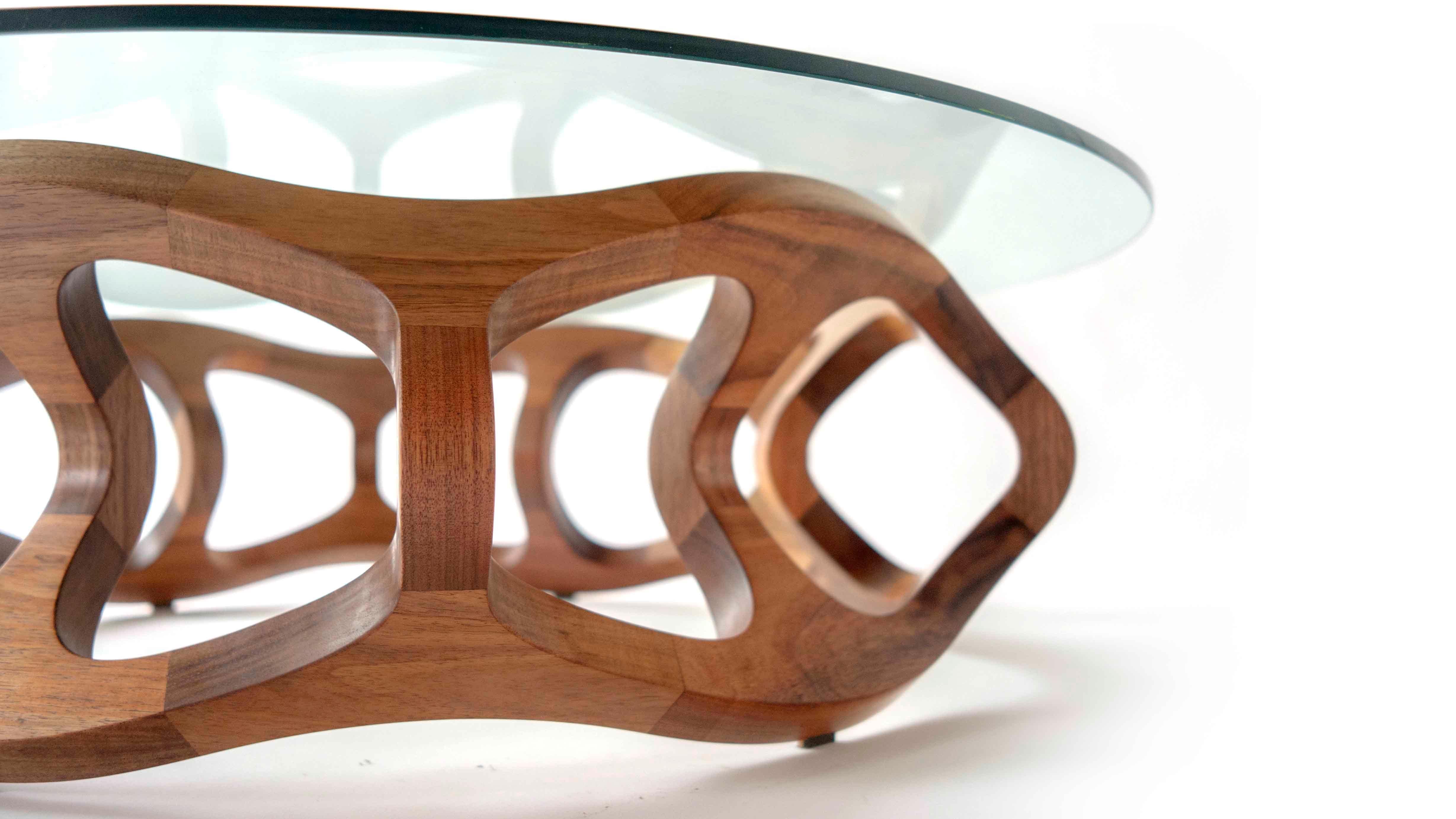 Toro G6, Geometric Sculptural Center Table Made of Solid Wood by Pedro Cerisola For Sale 3