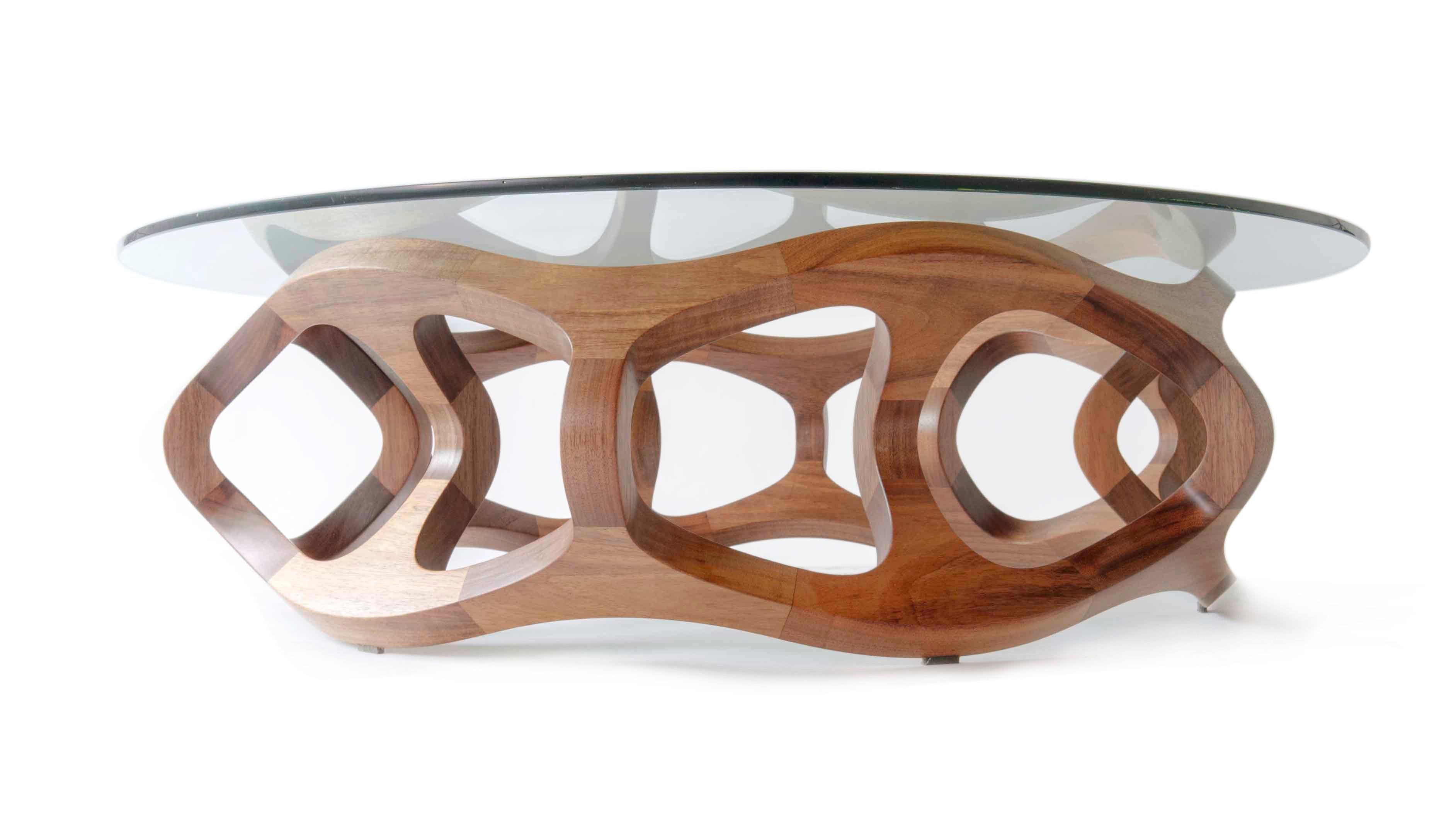 Toro G6, Geometric Sculptural Center Table Made of Solid Wood by Pedro Cerisola For Sale 4