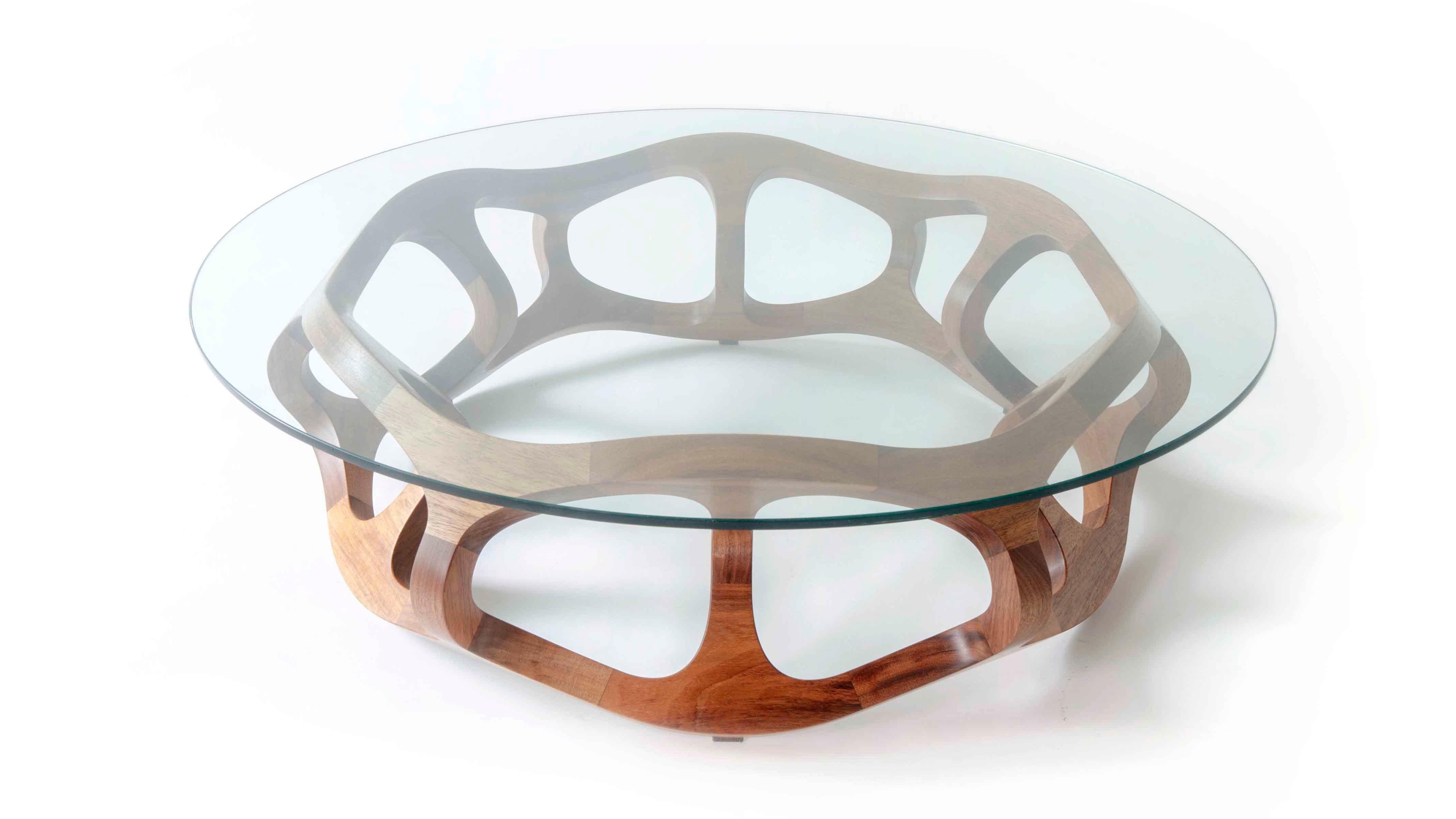 Toro G6, Geometric Sculptural Center Table Made of Solid Wood by Pedro Cerisola For Sale 5