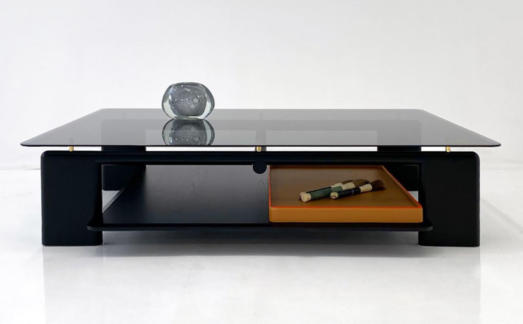 black leather tray for coffee table