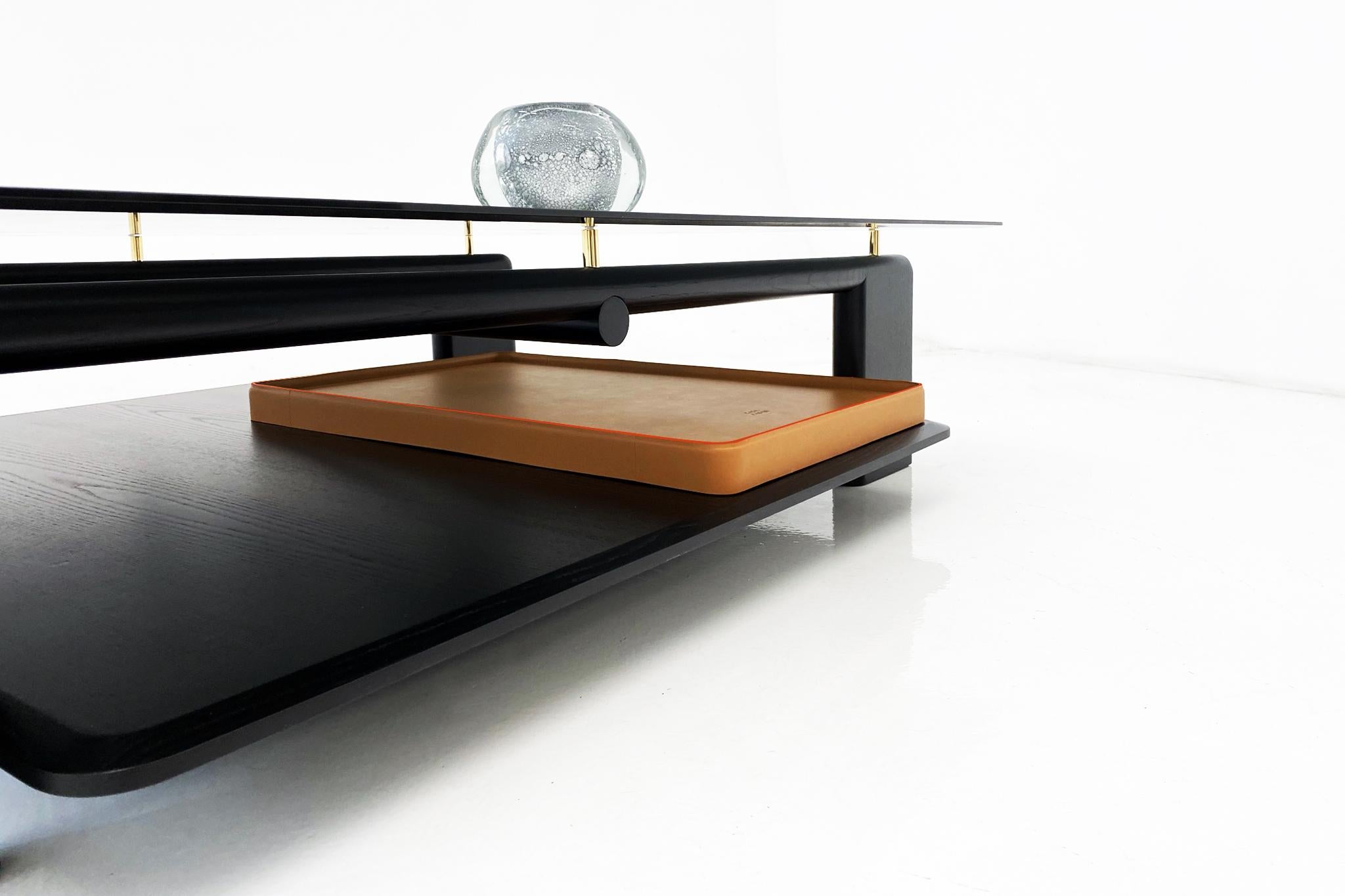 Modern Toro, the luxurious Coffee Table with Leather Tray For Sale
