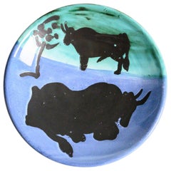 “Toros” Ceramic Plate by Pablo Picasso for Madoura