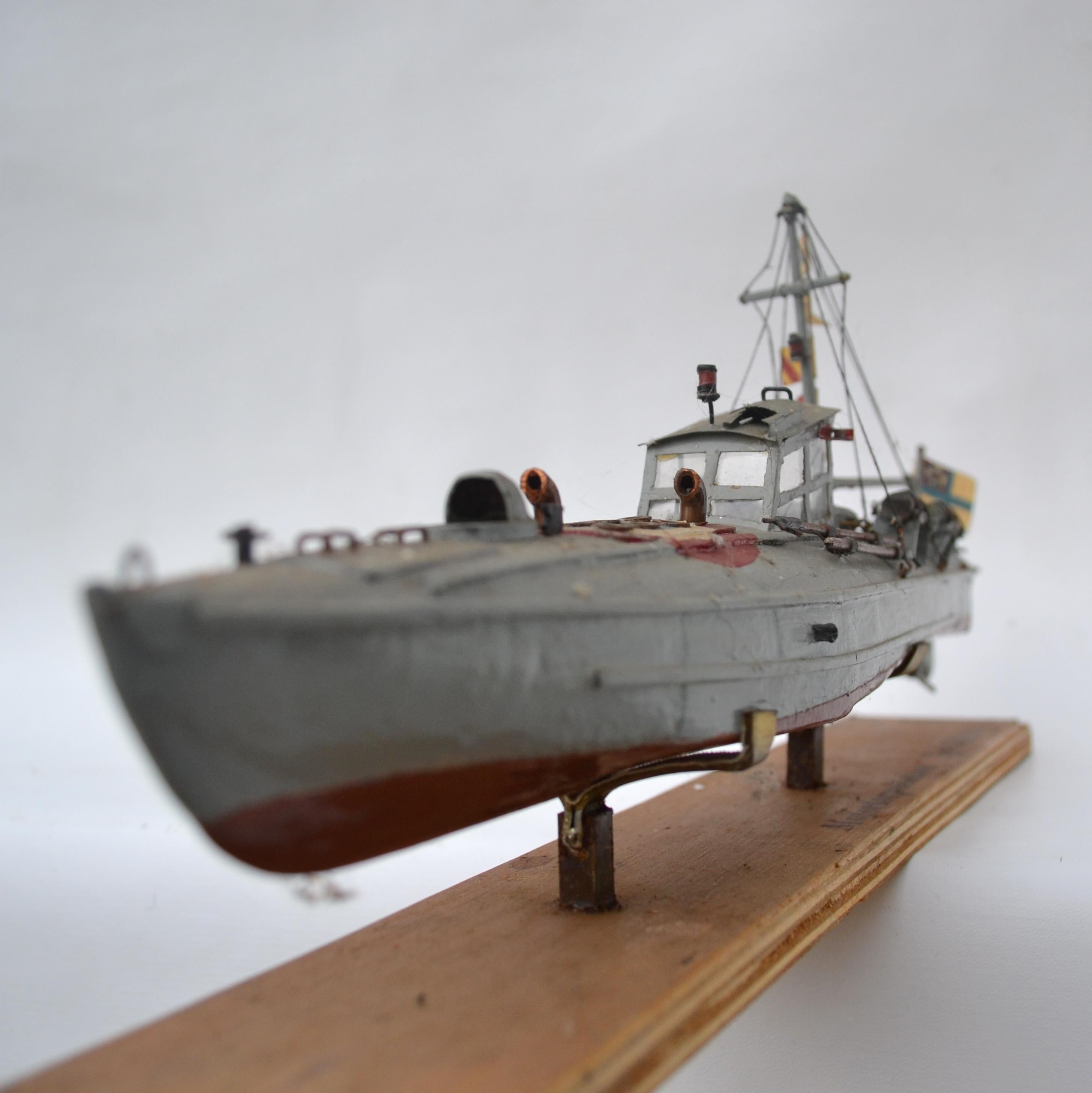 Hand-Crafted Torpedo Motor Boat Model, Early 20th Century