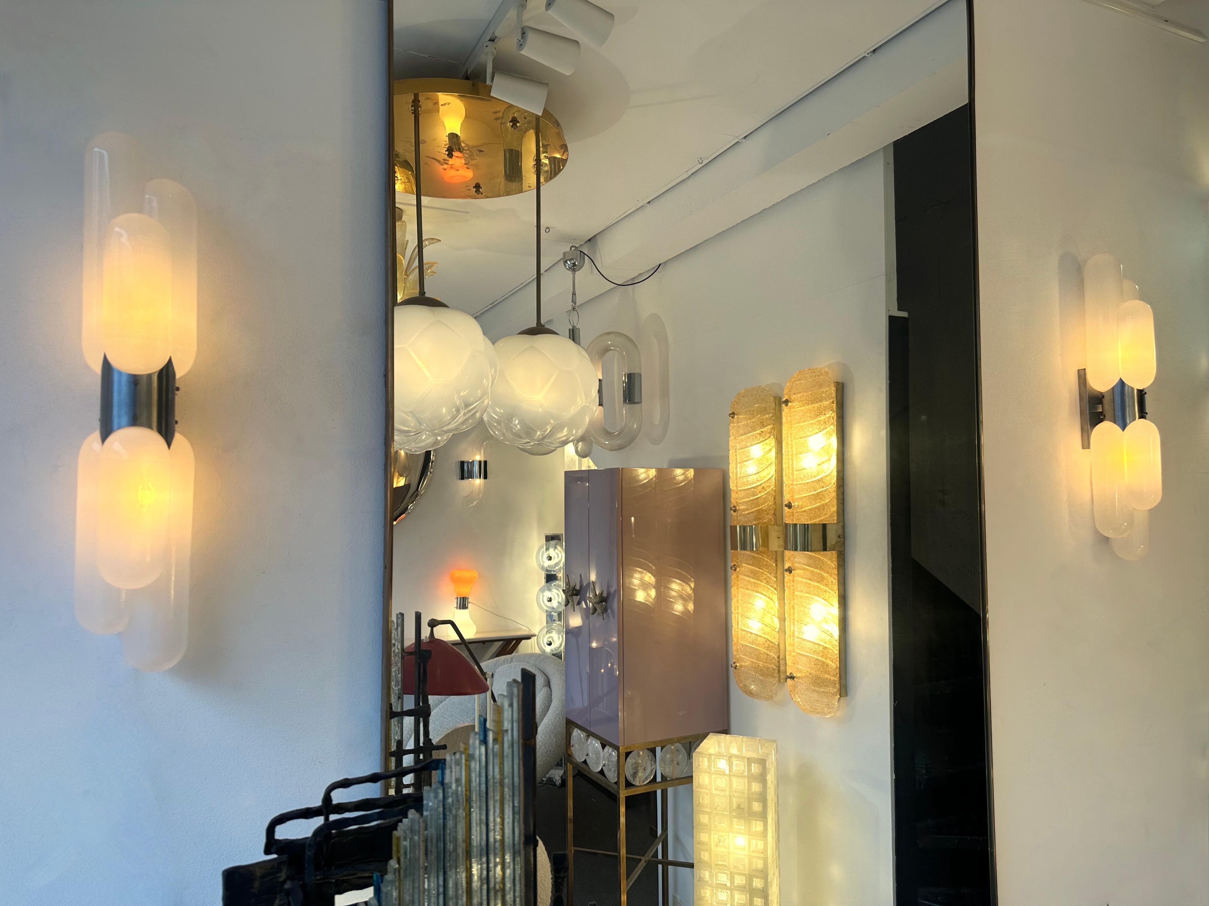 Metal Torpedo Murano Glass Sconce by Carlo Nason for Mazzega, Italy, 1970s For Sale