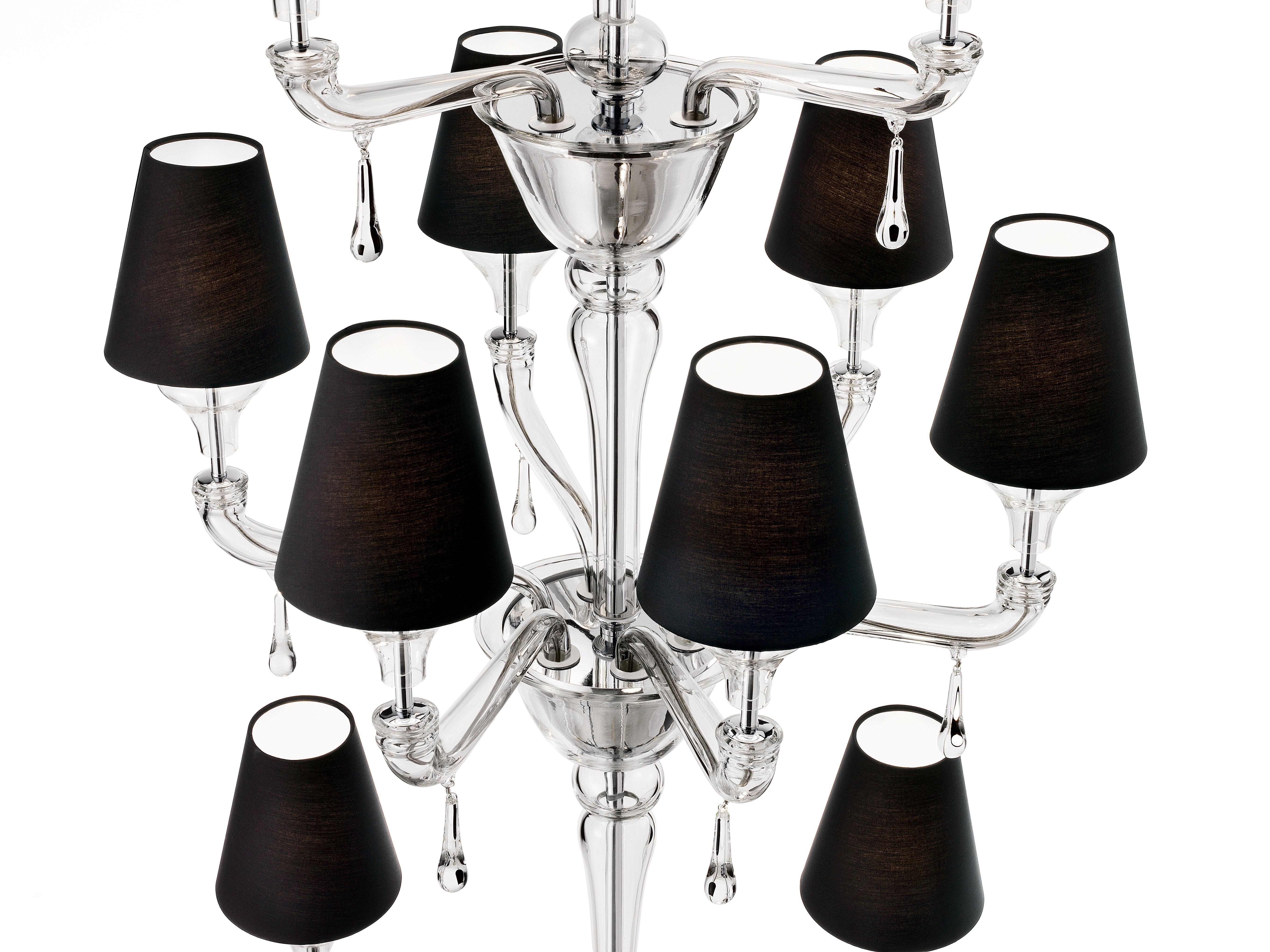 Modern Torpedo Nevada 7141 12 Chandelier in Glass with White Shade, by Barovier&Toso