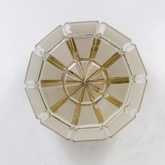 Torpedo Shaped Beveled Frosted Glass and Brass Flushmount