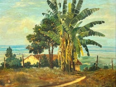 Palm Trees on the Coast, Signed Original Painting Brazilian Artist