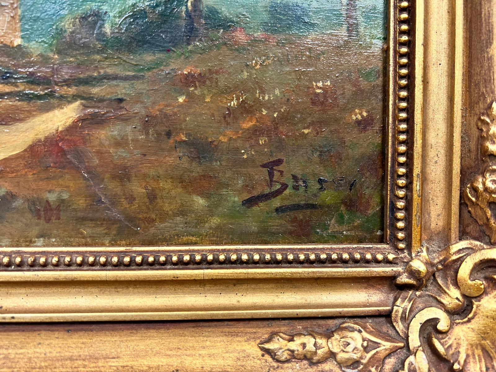 Palm Trees on the Coast, peinture d'origine signée par l'artiste brésilien - Impressionnisme Painting par Torquato Bassi