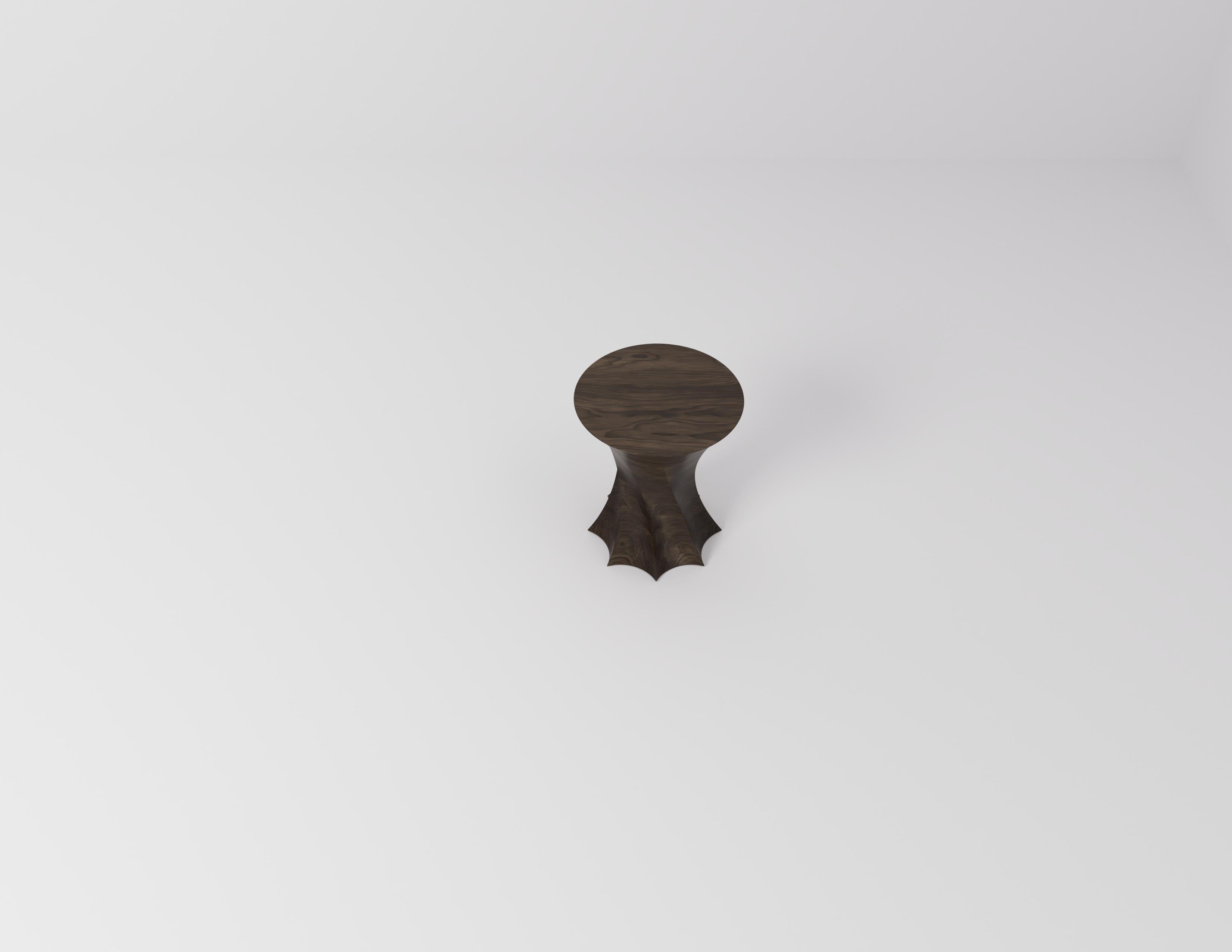 Contemporary Torque Walnut Side Table by Studio TOOJ For Sale