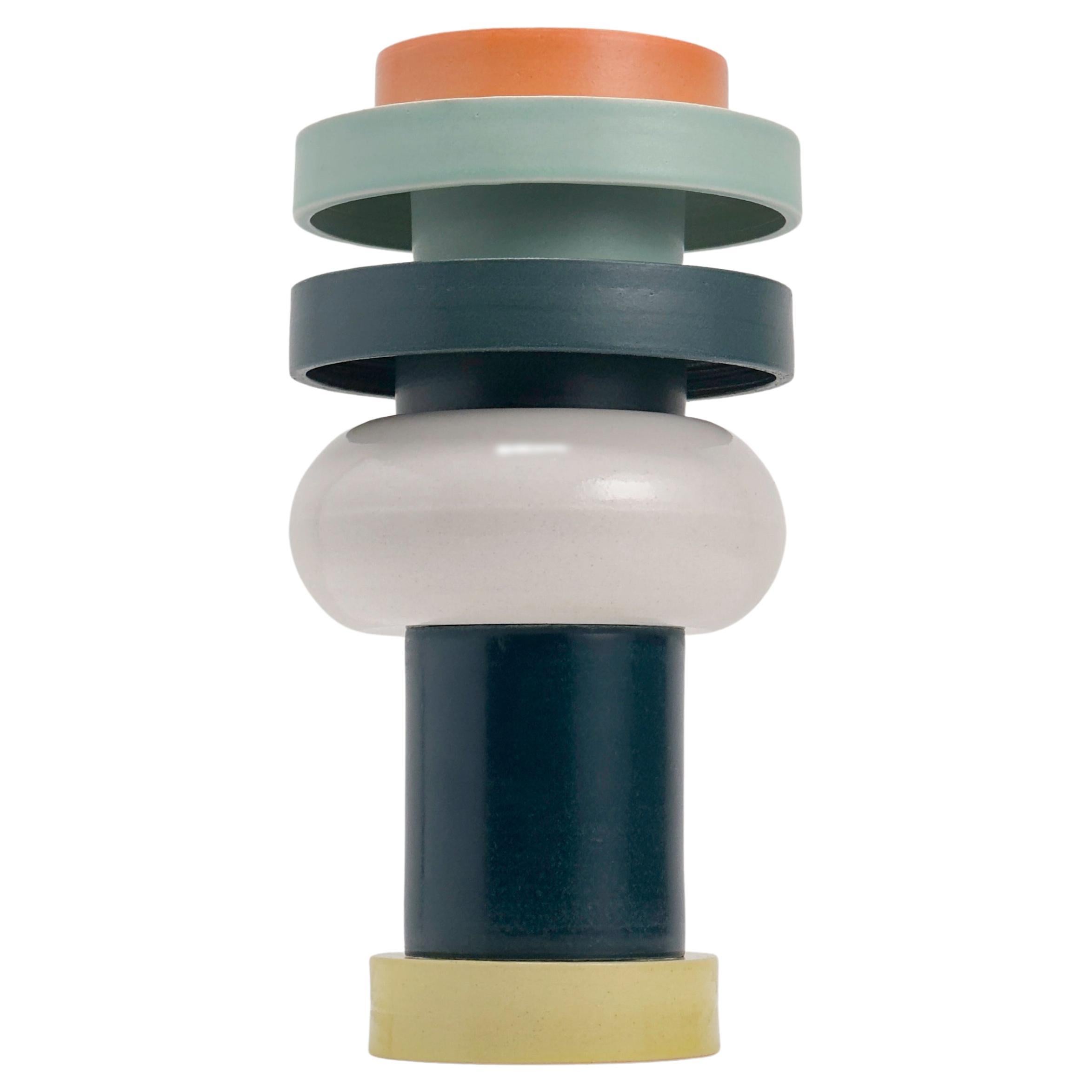 Torre 2 - Handcrafted Bunte modulare skulpturale Vase aus Keramik im Angebot