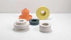 Torre 3 - Vaso scultoreo modulare in ceramica colorata realizzato a mano