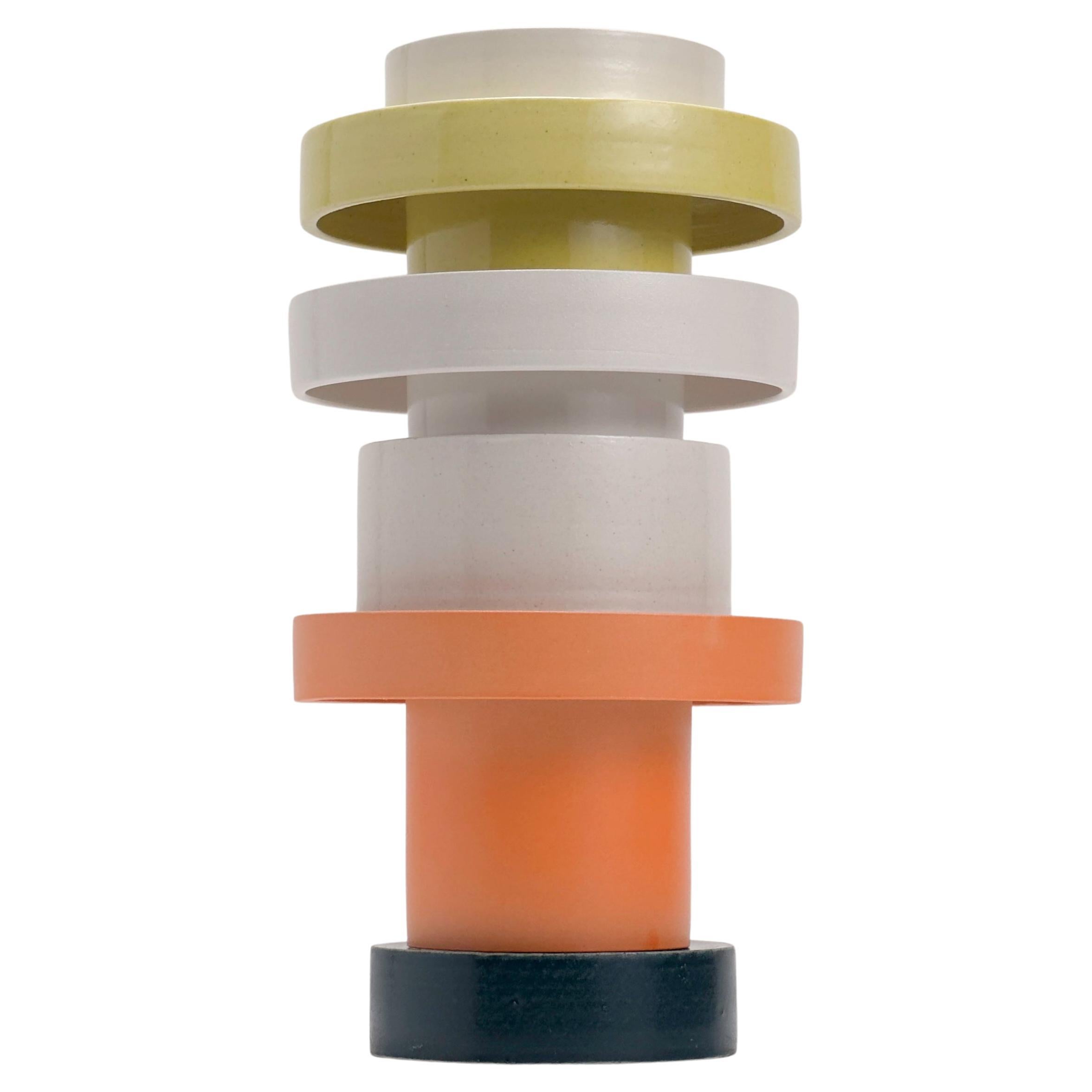 Torre 3 - Handcrafted Bunte modulare skulpturale Vase aus Keramik