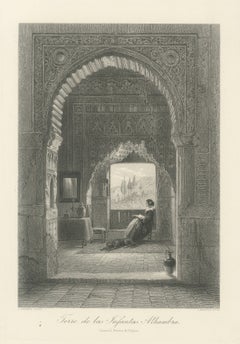 Torre de las Infantas, Alhambra, antiker Stich nach C. Werner, um 1878