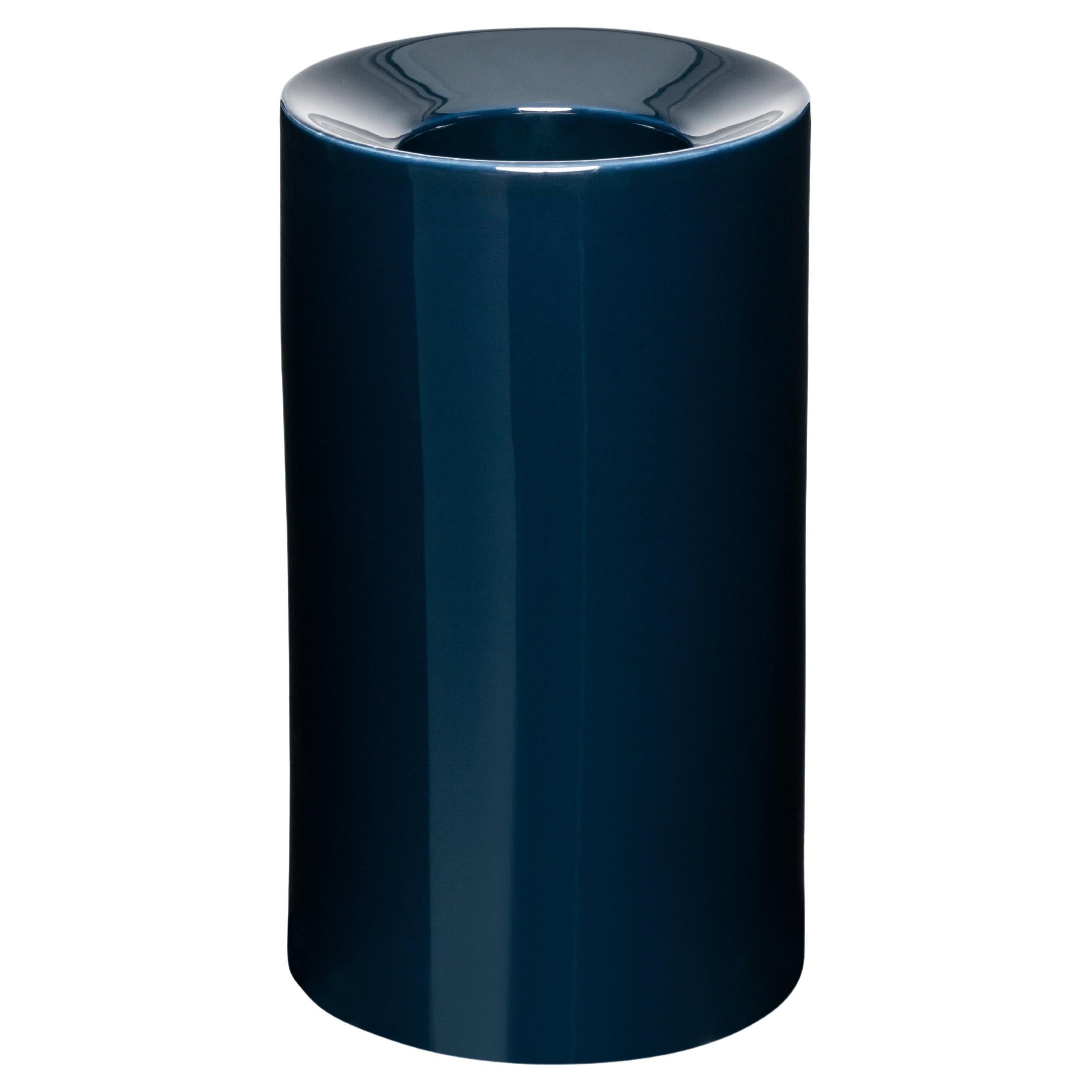 TORRE – Minimalist Vase in Blue Ceramic For Sale
