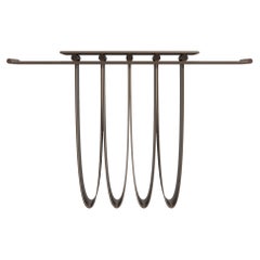 Torrent Metal Console Table with Art Deco Vibe