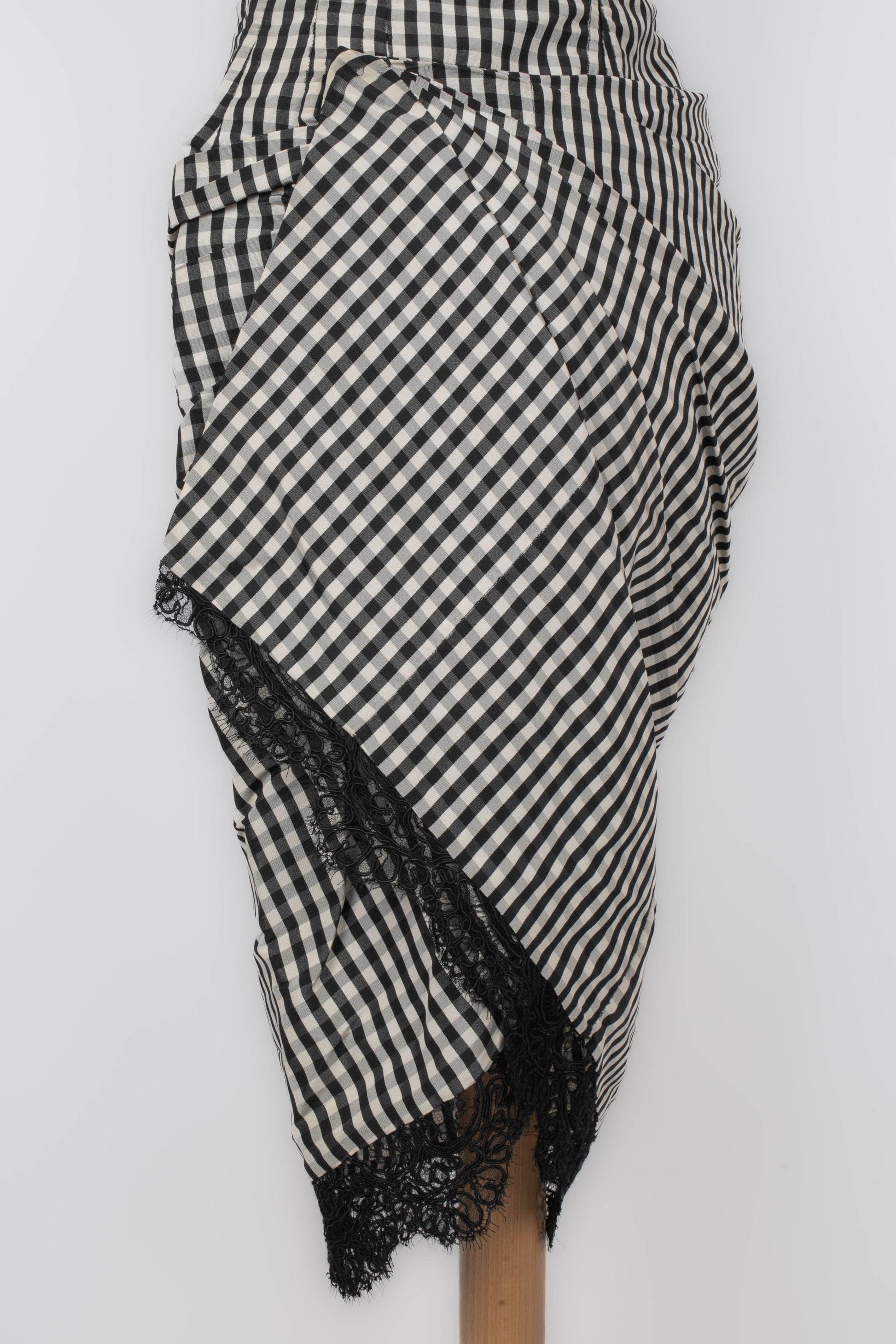 Torrente Vestido corpiño de guinga blanco y negro Alta Costura, 1996 6
