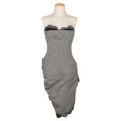 Torrente Vestido corpiño de guinga blanco y negro Alta Costura, 1996