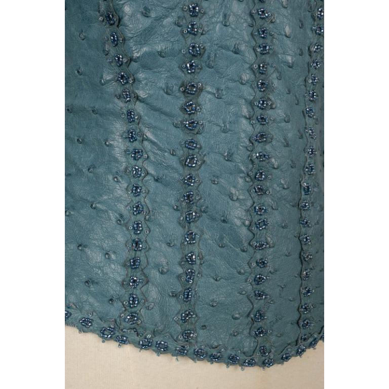 Torrente Blue Ostrich Leather Corset Haute Couture, 2002 For Sale 2