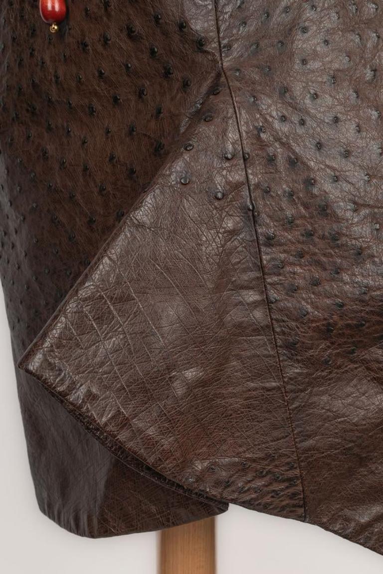 Robe bustier en cuir d'autruche Brown Haute Couture en vente 2