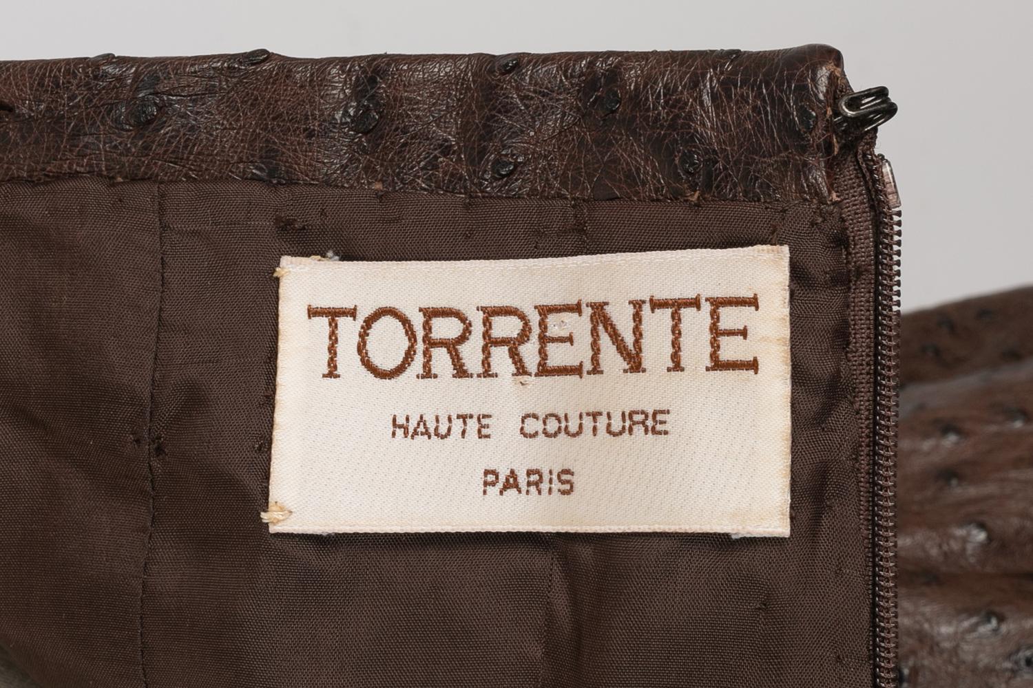 Robe bustier en cuir d'autruche Brown Haute Couture en vente 4