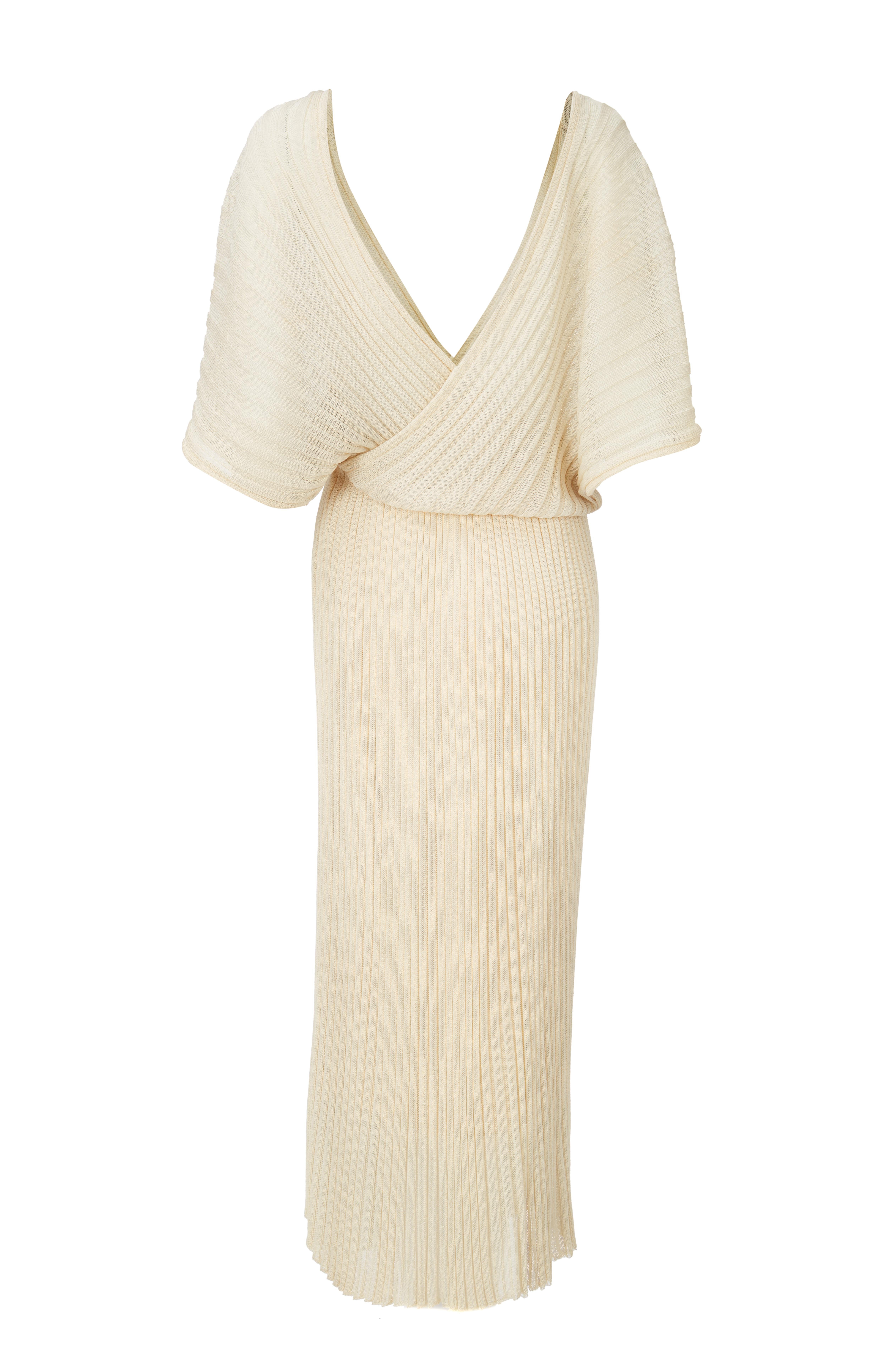 Torrente Fine Knitted Pleated Dress with v neckline.