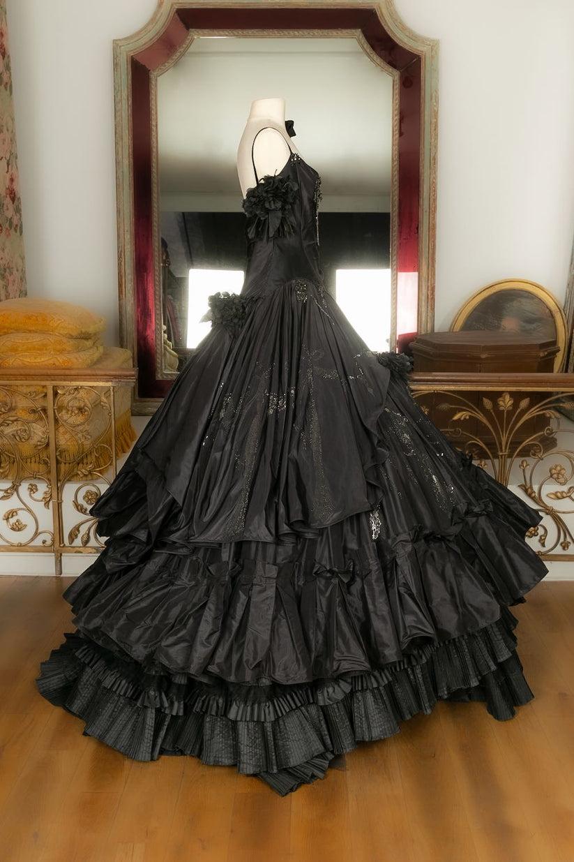 Torrente Haute Couture Black Dress In Excellent Condition For Sale In SAINT-OUEN-SUR-SEINE, FR