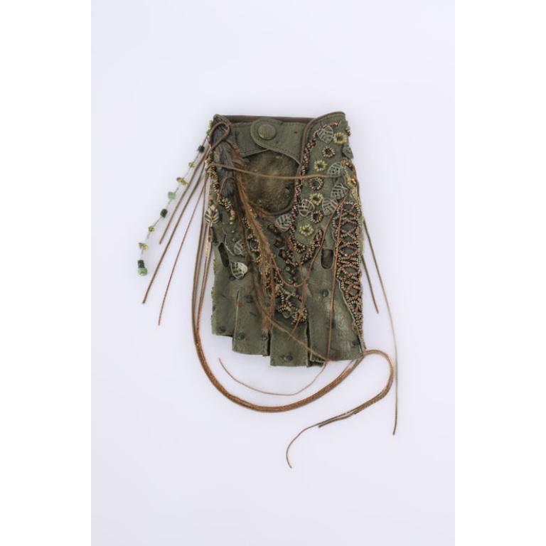 Torrente Haute Couture Short Hemstitched Green Ostrich Leather Top 6