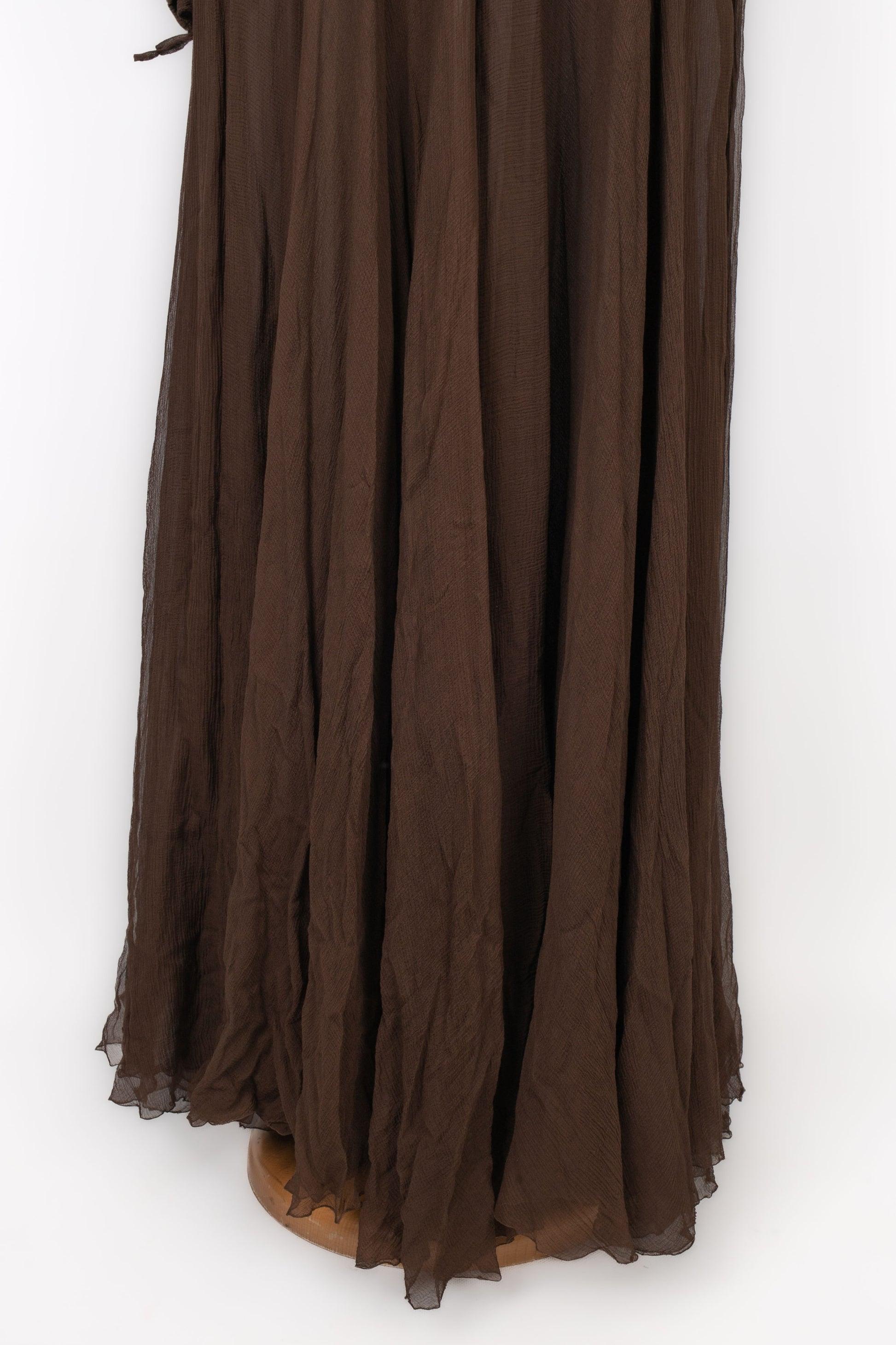 Torrente Long Brown Silk Muslin Dress, 2001 5