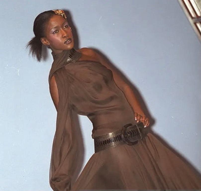 Gray Torrente Long Brown Silk Muslin Dress, 2001