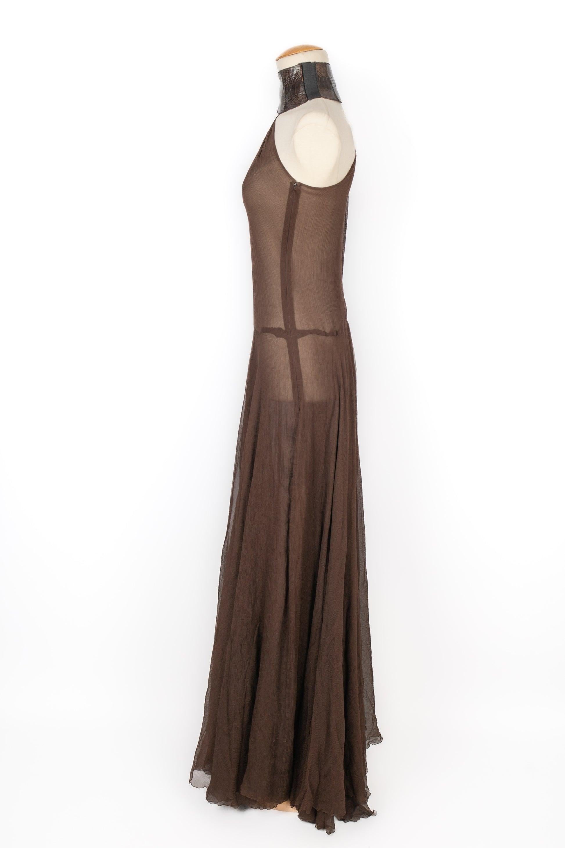 Torrente Long Brown Silk Muslin Dress, 2001 1