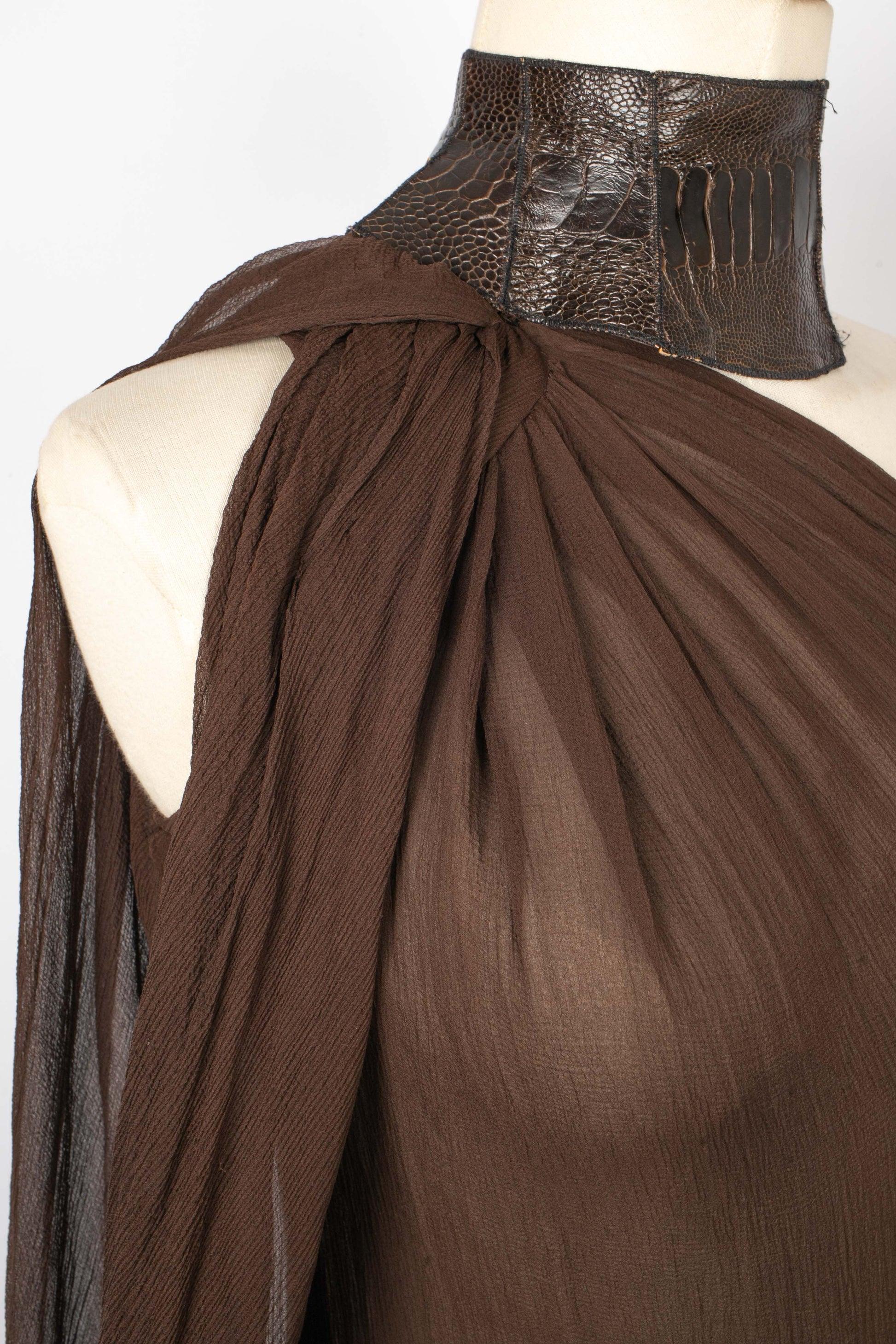 Torrente Long Brown Silk Muslin Dress, 2001 3