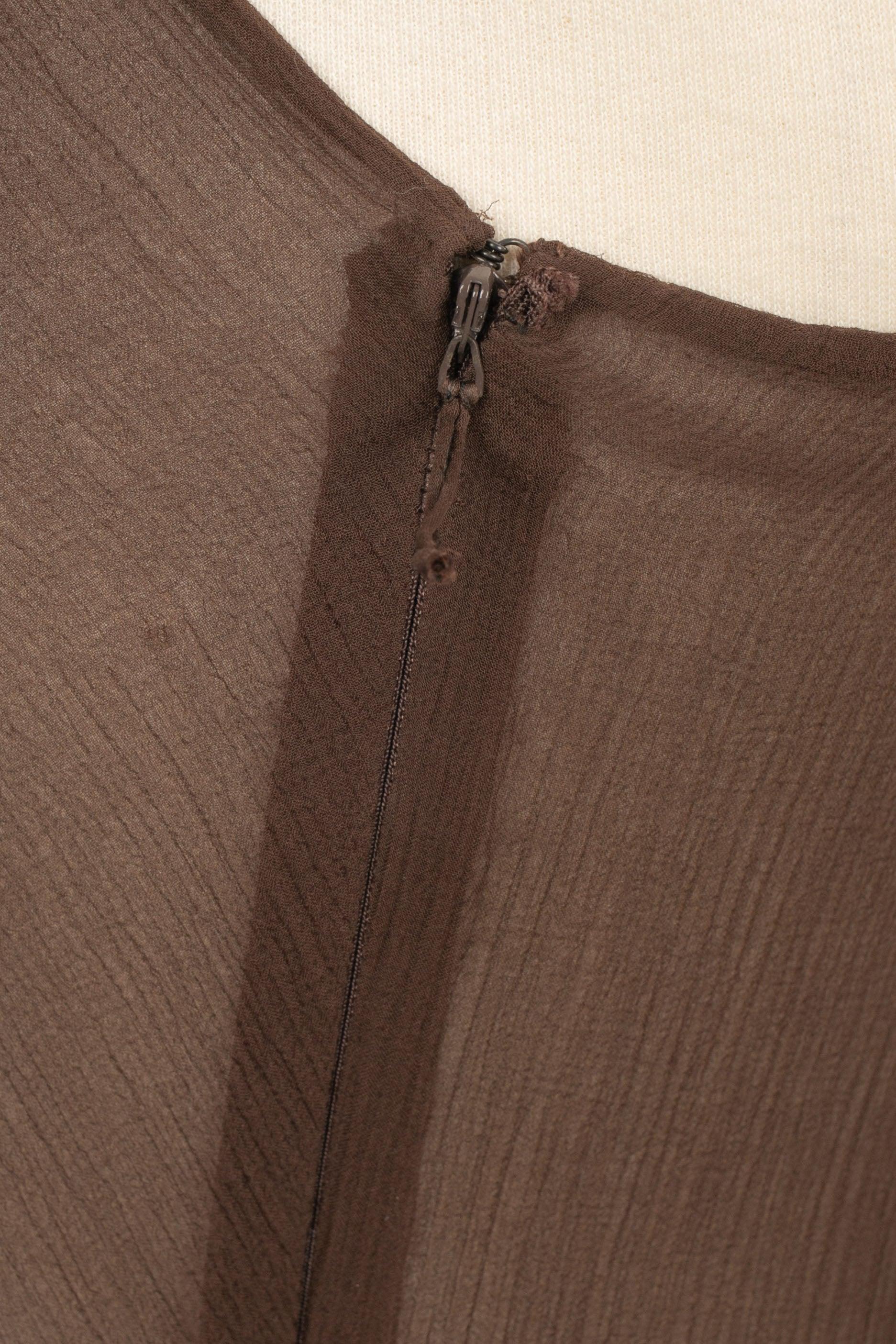 Torrente Long Brown Silk Muslin Dress, 2001 4