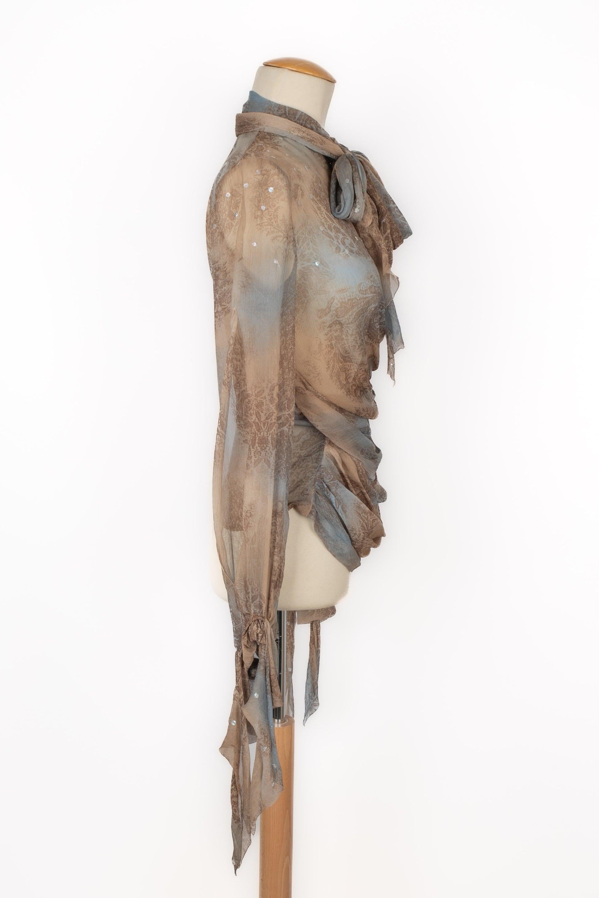 Brown Torrente Patterned Silk Muslin Blouse, 2001