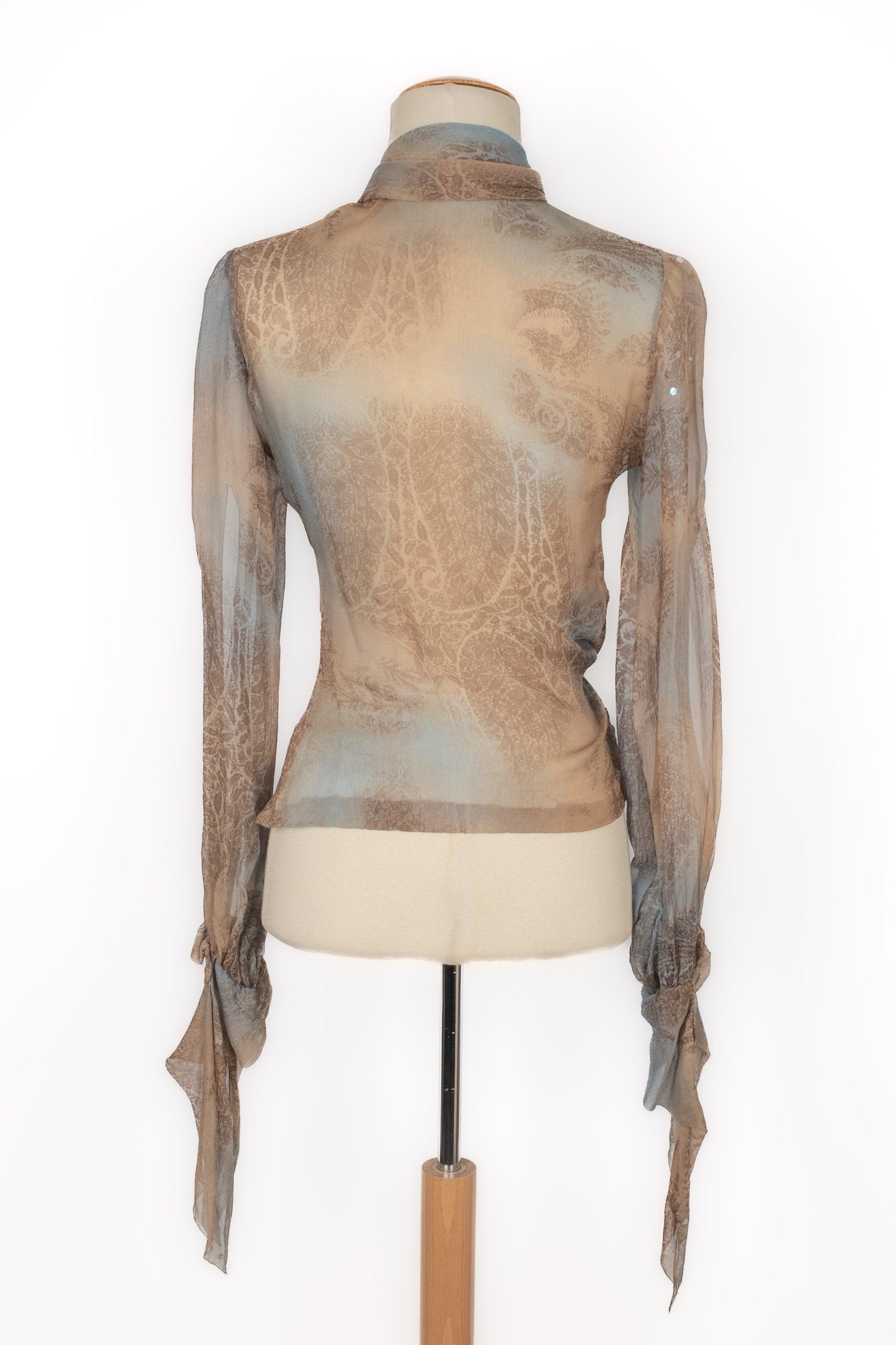 Torrente Patterned Silk Muslin Blouse, 2001 In Excellent Condition In SAINT-OUEN-SUR-SEINE, FR