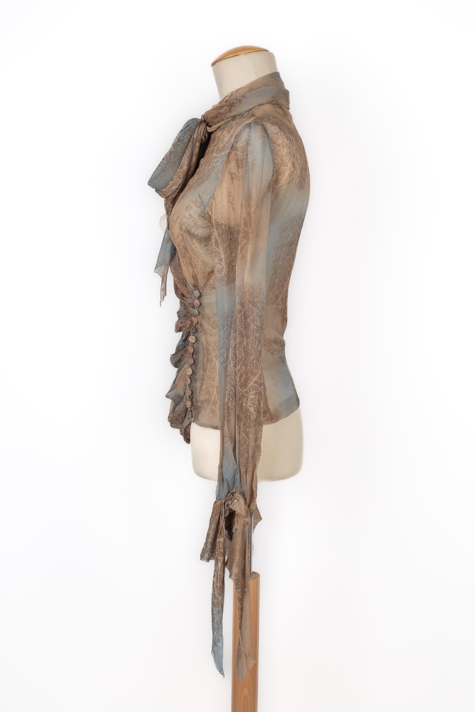Women's Torrente Patterned Silk Muslin Blouse, 2001