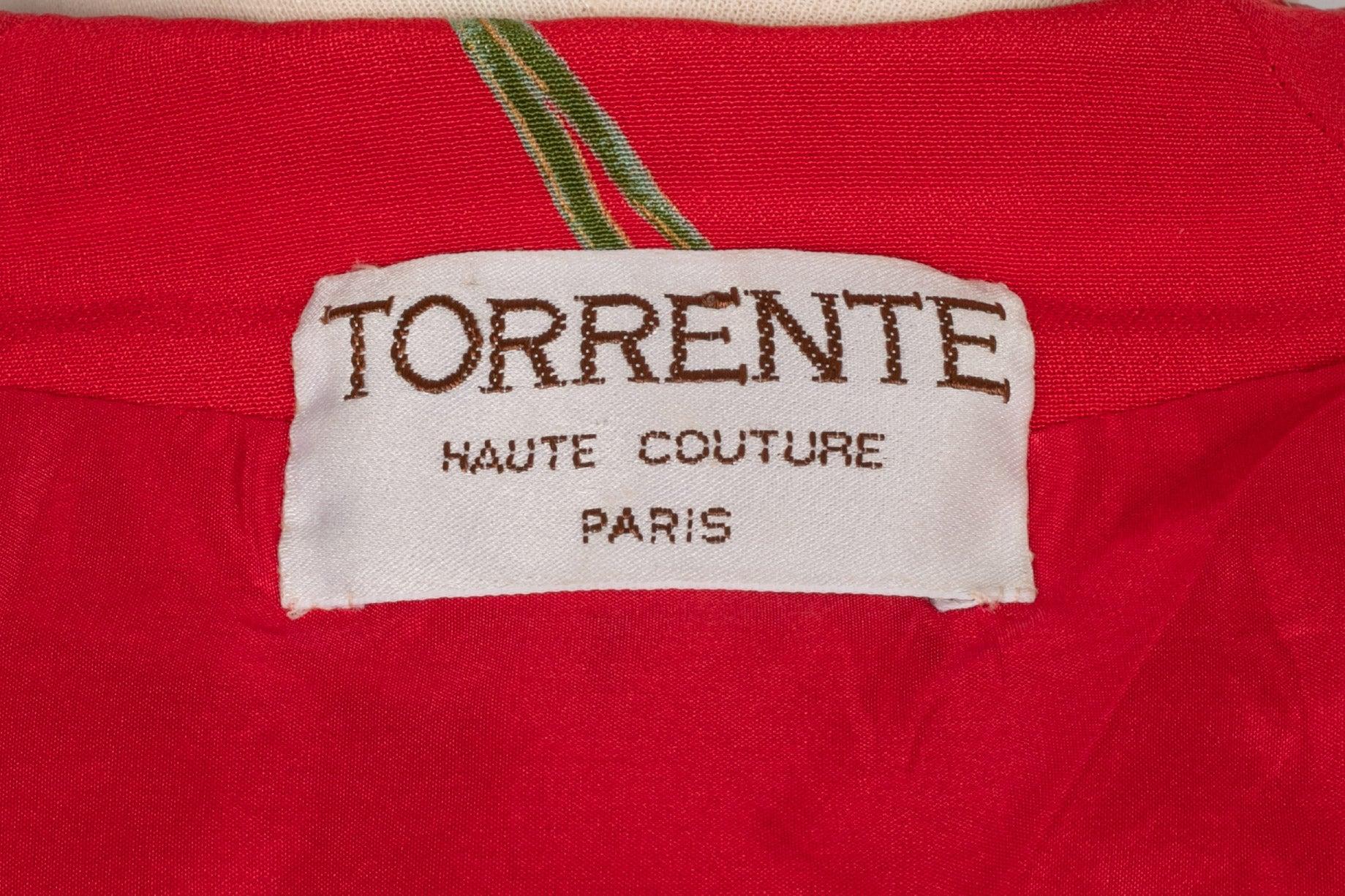 Torrente set Haute Couture Red Set of Blouse and Skirt For Sale 7