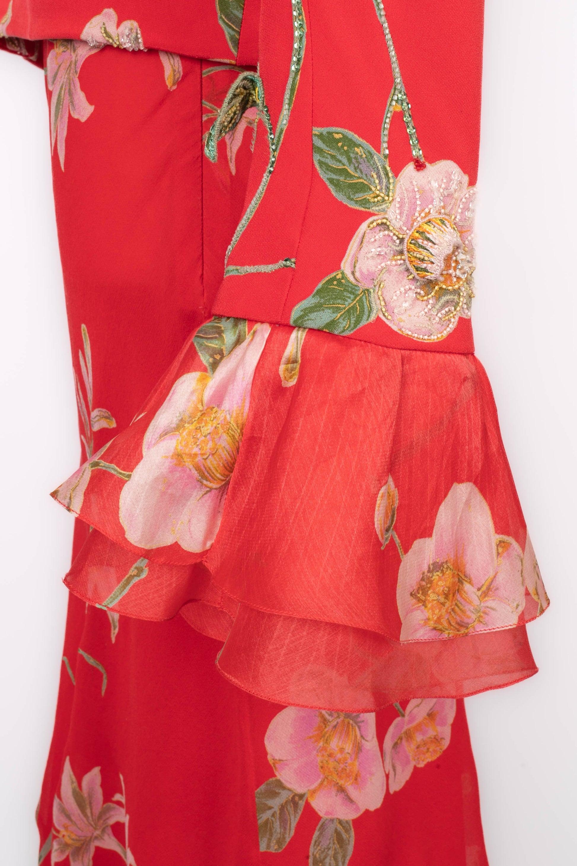 Torrente set Haute Couture Red Set of Blouse and Skirt For Sale 3