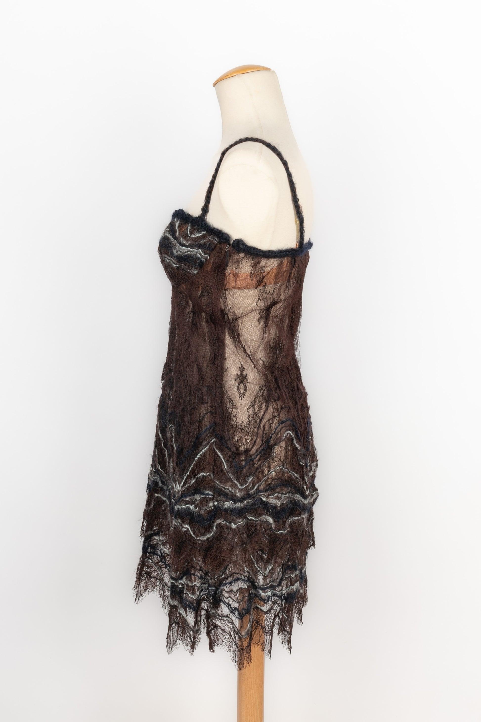 Robe courte en laine bleue de TORRENTE Haute Couture, 2003 Excellent état à SAINT-OUEN-SUR-SEINE, FR