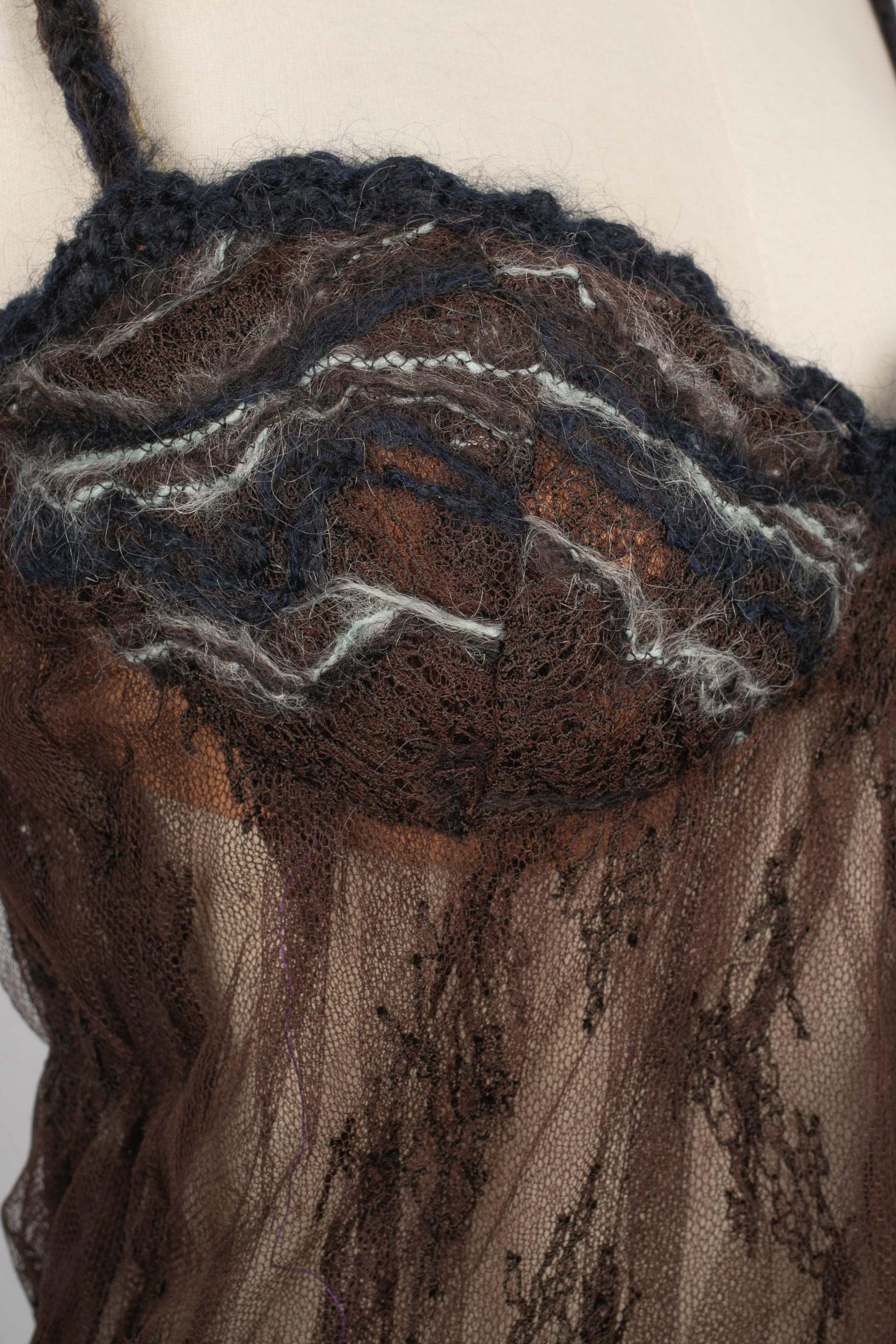 Robe courte en laine bleue de TORRENTE Haute Couture, 2003 3