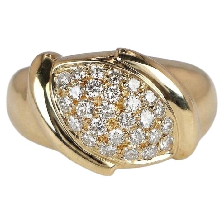 Torres 18k Yellow Gold Pavé Diamond Cocktail Ring For Sale