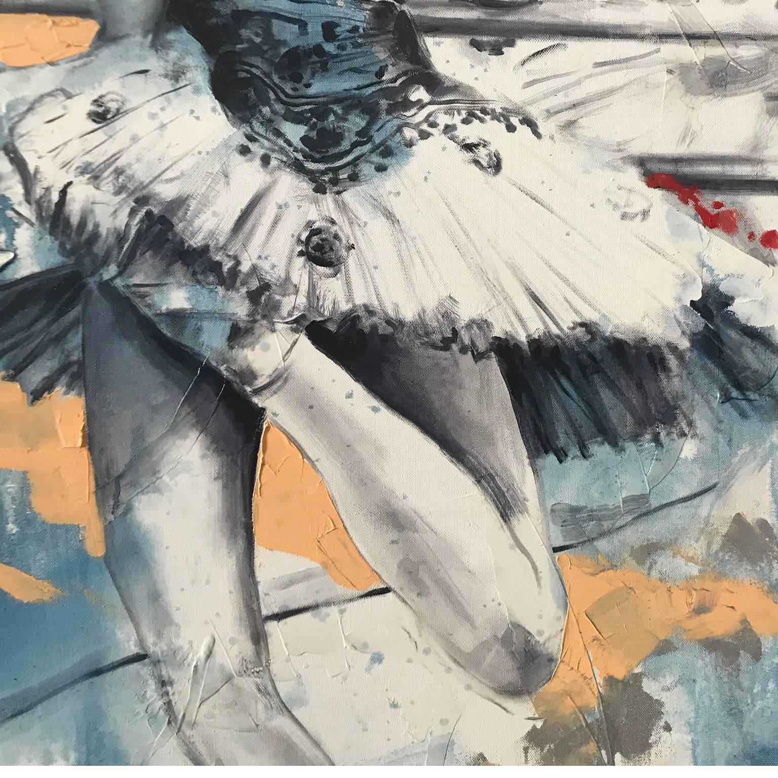 BALLET DANCER - Gray Abstract Painting by Torres Alba