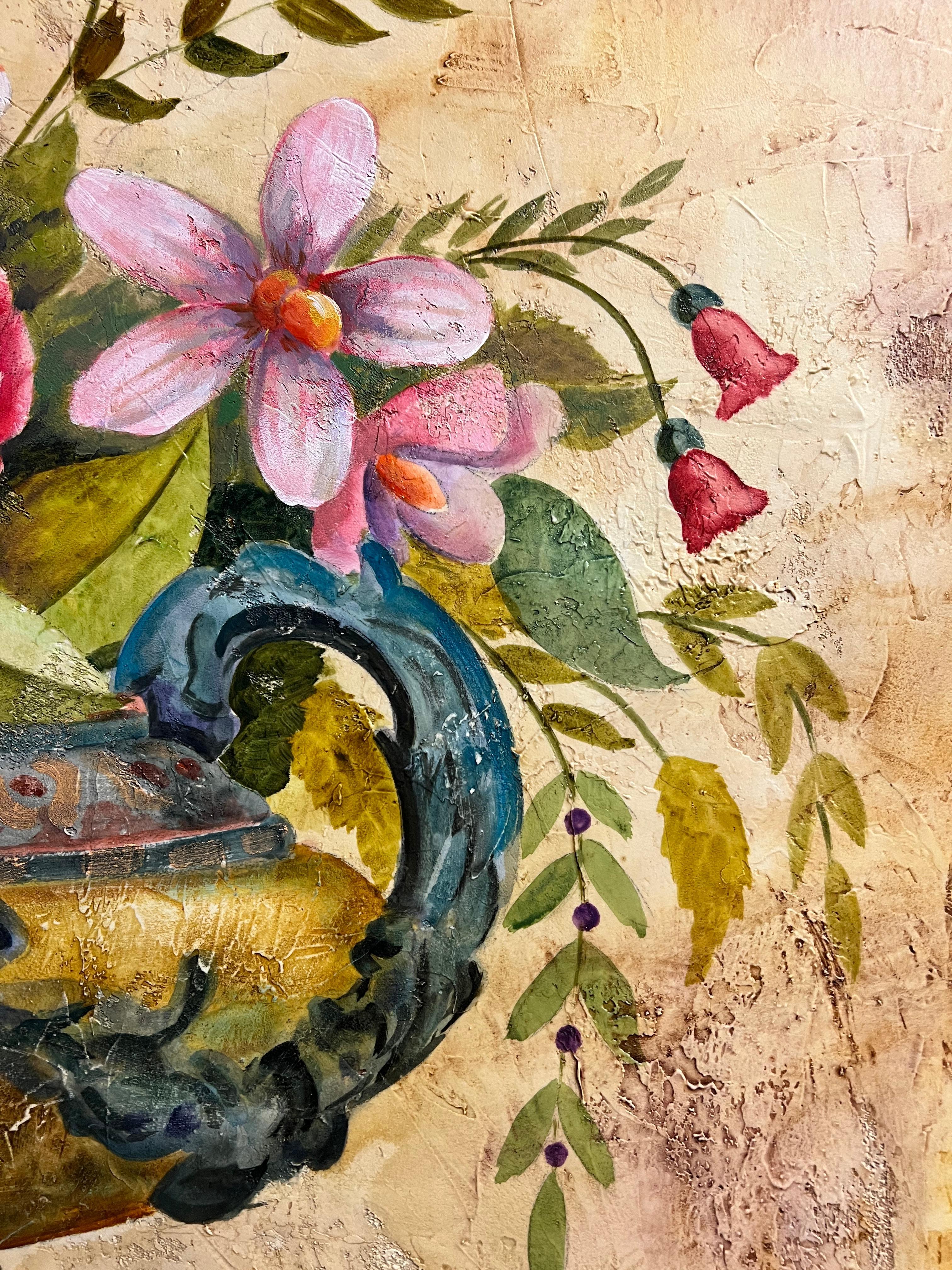 Spring Garden Urn Planter - Brown Still-Life Painting by Torres Aleu
