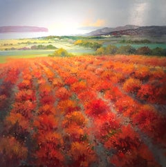 Contemporary Rural Landscape Painting with Rolling Hills 'Red Fields' by Torres