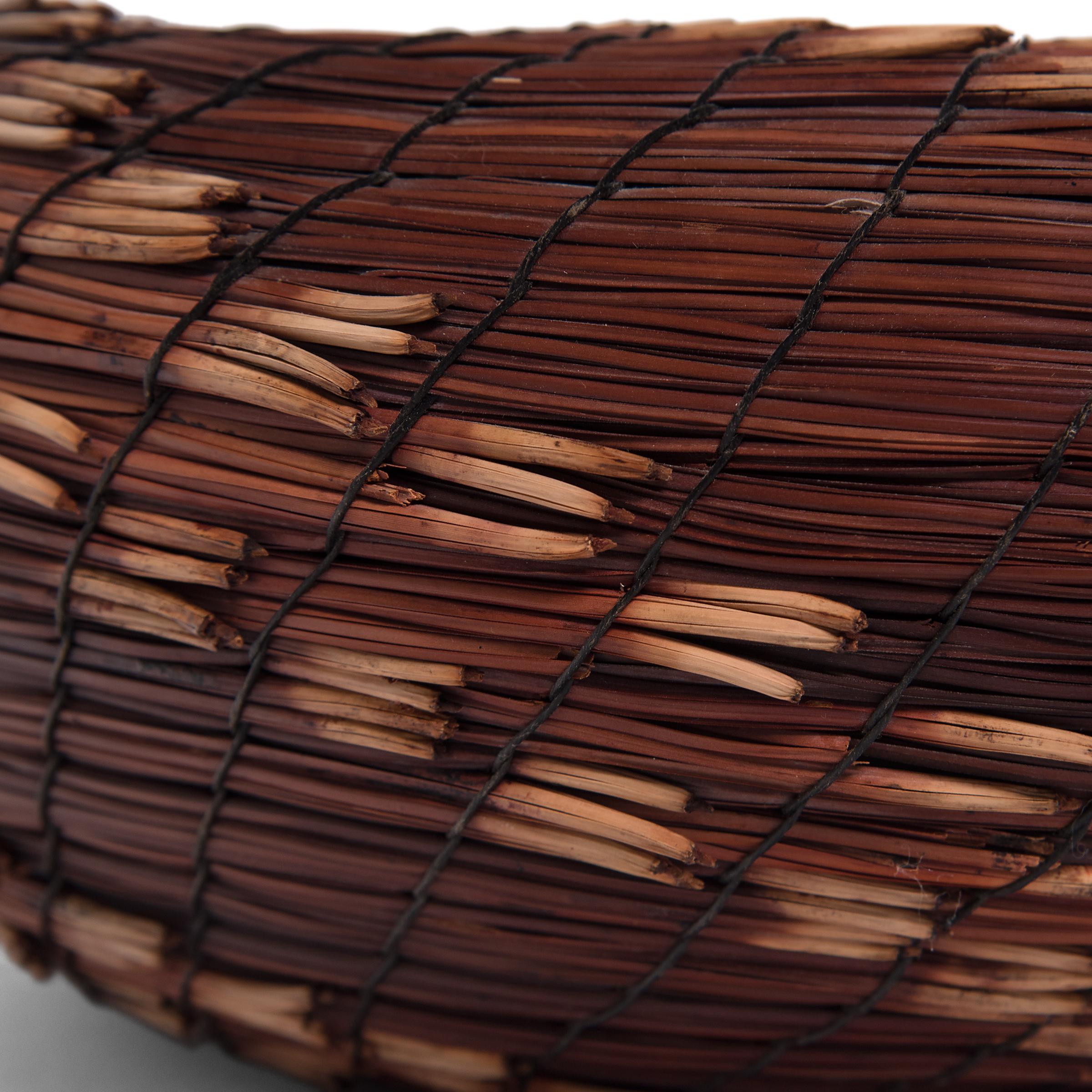 Hand-Woven Torrey Pine Needle Spiral Basket by Fran and Neil Prince